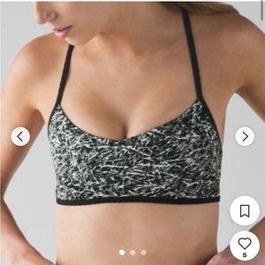 Lululemon Hot Spell Bra Black White Print Size XS Yoga Workout